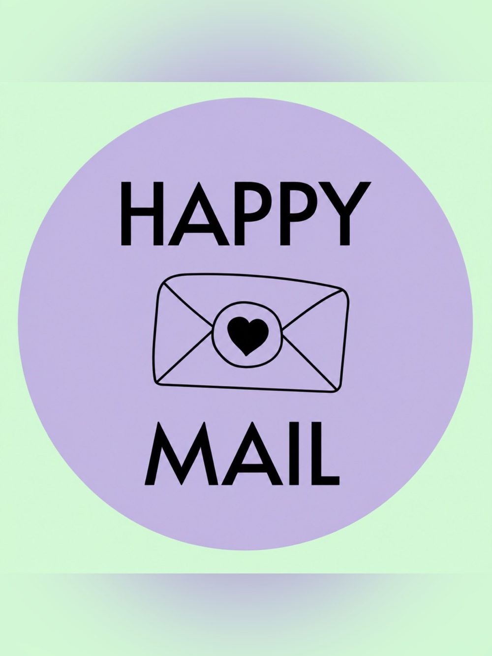 50 STICKERS - 2” ROUND - “HAPPY MAIL” - PURPLE